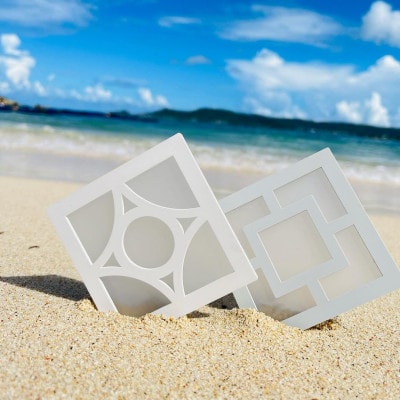 《花ブロック》コースター2個 雑貨 伝統工芸品