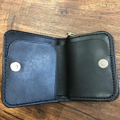 ジャバラ式 二つ折り財布(ブラック)