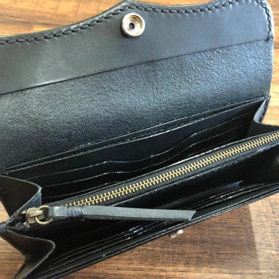 三つ折り長財布(ブラック)