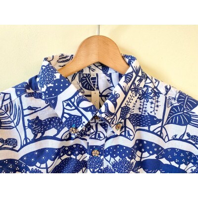 【セミオーダー】琉球の森・手捺染シャツ(ネイビー)