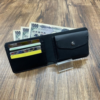 イタリアンオイルレザーの二つ折り財布(ダークブラウン)