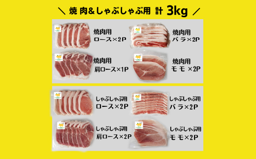 パイナップル ポーク まんぷくセット[ ロース・バラ・肩ロース・モモ ] 焼肉 ＆ しゃぶしゃぶ【配送不可地域：離島】