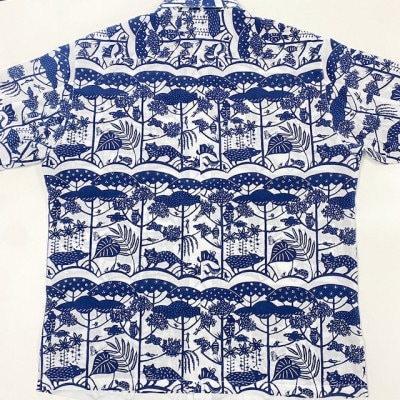 【セミオーダー】琉球の森・手捺染シャツ(ネイビー)