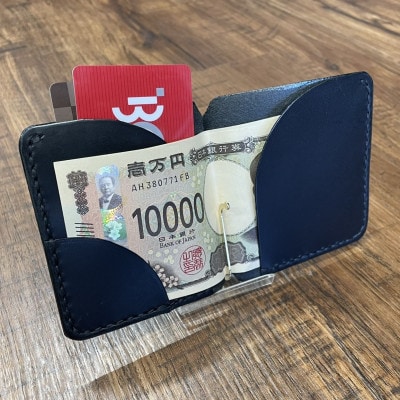 イタリアンレザー製マネークリップ 職人手作りの本革財布・プレゼントにも最適 ダークブラウン 焦茶