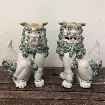 手作りシーサー緑釉絵付け