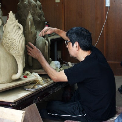 「魔除け金獅子」尻上がりシーサー 作 新垣信一