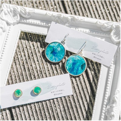 地球ピアスセット(M＆mini) ブルー/グリーン