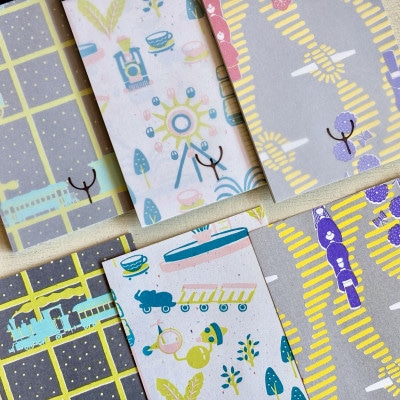 ユナバルモヨウ雑貨セット(布雑貨2点/紙雑貨2点)