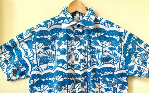 【セミオーダー】琉球の森・手捺染シャツ(ライトブルー)