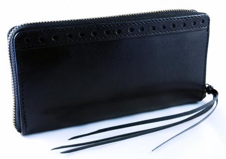 【KUGANI】財布ロング　フルジップブラック／ブラック