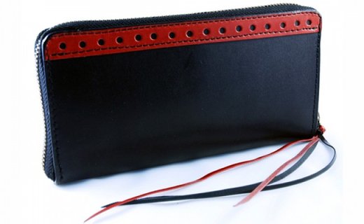 【KUGANI】財布ロング　フルジップブラック／ワイン