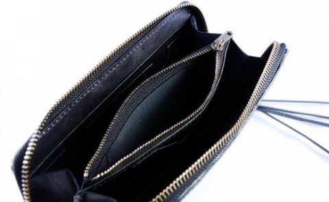 【KUGANI】財布ロング　フルジップブラック／ブラウン