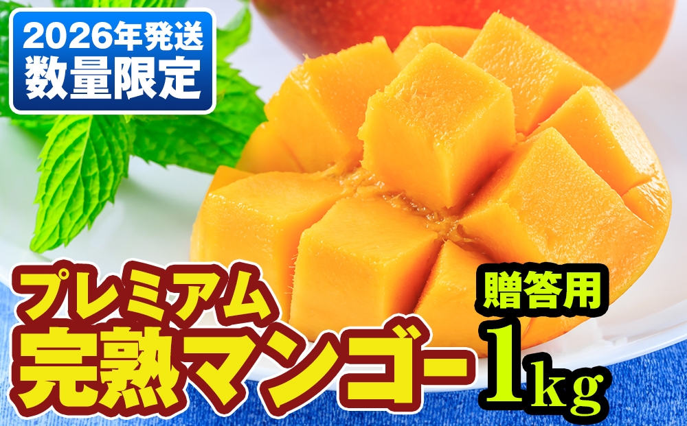 【2026年発送】数量限定！プレミアム完熟マンゴー1kg　贈答用