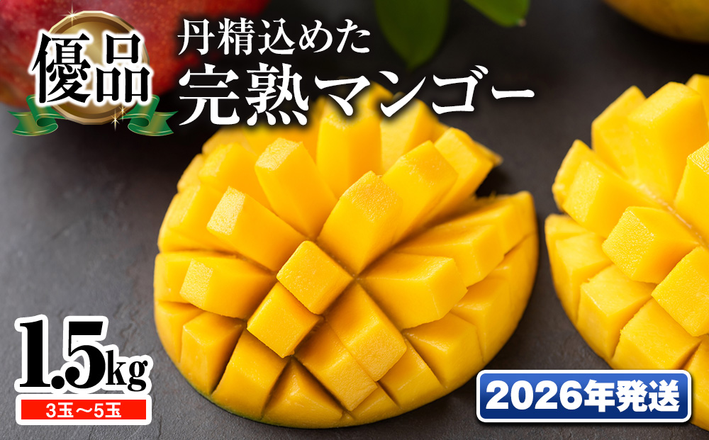【2026年発送】「優品」丹精込めた完熟マンゴー1.5kg　3玉～5玉