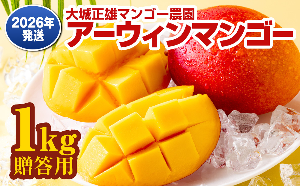 【2026年発送】大城正雄マンゴー農園　アーウィンマンゴー　贈答用1kg