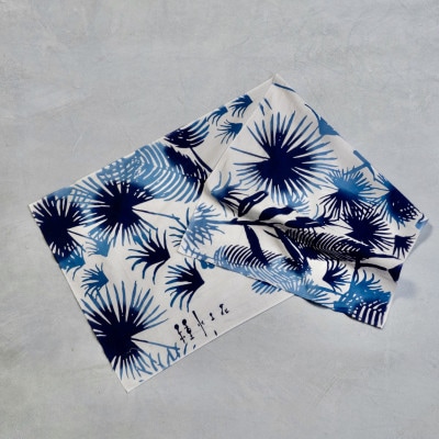 自生植物の手ぬぐい(ブルー)と【キャンバストートバッグ】ネイビー