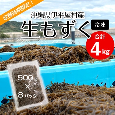 【収穫時期限定!】冷凍 生もずく　4kg(500g × 8パック)【配送不可地域：離島】