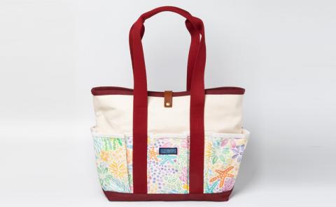 「琉球帆布」アートクラフトマンバッグ （pokke104 サンゴの花畑） - 実用性 帆布 トート キャンバス生地 丈夫 ベーシック おしゃれ ファッション お出かけ かばん 鞄 手仕事 手づくり ハンドメイド 琉球帆布 伝統技術 沖縄県 八重瀬町【価格改定】