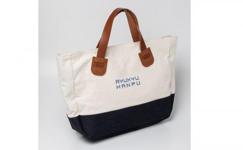 「琉球帆布」ラウンドトート 海のシルク - ラウンドトート 8号帆布 丈夫 牛革 ハンドル ベーシック シンプル おしゃれ ファッション メンズ レディース 男性 女性 贈り物 ギフト プレゼント バッグ 鞄 手仕事 手づくり ハンドメイド 琉球帆布 伝統技術 沖縄県 八重瀬町【価格改定】