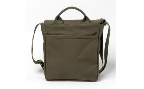 「琉球帆布」ツートンショルダーS / ディープグリーン＆ベージュ - 帆布 キャンバス生地 布 丈夫 バッグ 斜め掛け 肩掛け おしゃれ 男女兼用 琉球帆布 手仕事 伝統技術 沖縄県 八重瀬町【価格改定】