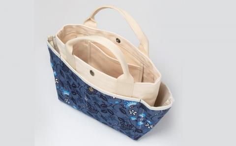 「琉球帆布」お散歩バッグ ふくふくシークヮーサー - 帆布 布 トート トートバッグ 琉球紅型 人気 紅型作家 宮城守男 おしゃれ レディース ファッション お出かけ かばん 鞄 手仕事 手づくり ハンドメイド 琉球帆布 伝統技術 沖縄県 八重瀬町【価格改定】