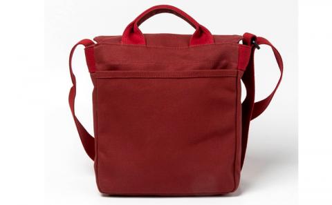 「琉球帆布」ツートンショルダーS / ディープレッド＆レッド - 帆布 キャンバス生地 布 丈夫 バッグ 斜め掛け 肩掛け おしゃれ 男女兼用 琉球帆布 手仕事 伝統技術 沖縄県 八重瀬町【価格改定】