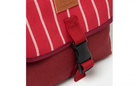 「琉球帆布」ツートンメッセンジャーS / レッド - 帆布 赤 使いやすい バッグ 鞄 かばん 斜め掛け おしゃれ ファッション ポイント 手づくり ハンドメイド 琉球帆布 手仕事 伝統技術 沖縄県 八重瀬町【価格改定】