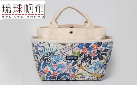 「琉球帆布」お散歩バッグ きらきらシークヮーサー - 帆布 布 トート トートバッグ 琉球紅型 人気 紅型作家 宮城守男 おしゃれ レディース ファッション お出かけ かばん 鞄 手仕事 手づくり ハンドメイド 琉球帆布 伝統技術 沖縄県 八重瀬町【価格改定】