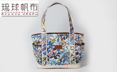 「琉球帆布」ショッピングトート きらきらシークヮーサー - 帆布 布 丈夫 トートバッグ 琉球紅型 人気 紅型作家 宮城守男 おしゃれ レディース ファッション お出かけ かばん 鞄 手仕事 手づくり ハンドメイド 琉球帆布 伝統技術 沖縄県 八重瀬町【価格改定】