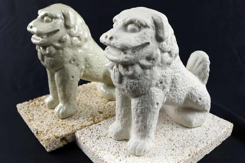 富盛の石彫大獅子【レプリカ】2体セット - シーサー 民芸品 工芸品 沖縄最古 インテリア 置物 手作り ハンドメイド 人気 おすすめ  贈り物 ギフト プレゼント 沖縄県 八重瀬町