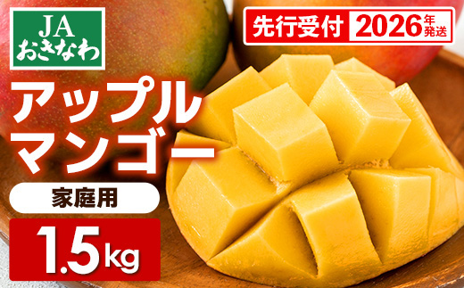 【先行受付】【2026年発送】JAおきなわの産直アップルマンゴー 約1.5kg【ご家庭用・白箱】- 先行予約 沖縄 産地直送 南国フルーツ 旬の味覚 家庭用 オススメ 沖縄県 八重瀬町