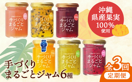 【2ヶ月に1度の定期便：全3回】しらかわファームの手づくりまるごとジャム6種 - 手づくり 6個 詰め合わせ セット 定期便 隔月 3回お届け マンゴー ドラゴンフルーツ 秋ミカン カーブチー グアバ ローゼル ハイビスカス パッション 南国 手作り 果実100％ おすすめ 沖縄県 八重瀬町
