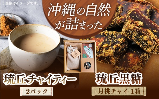 琉丘チャイティー ＆ 琉丘黒糖 ギフトセット - 黒糖 フレーバー 月桃チャイ ティーパック 簡単 本格 スパイス マサラチャイ 人気 おすすめ 無添加 自然の恵み 贈り物 贈答品 沖縄県 八重瀬町