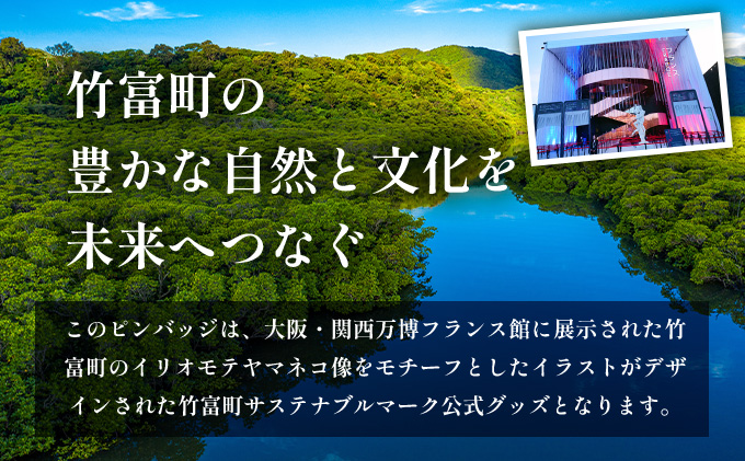 竹富町公式サステナブルマークピンバッジ【白】（マグネットタイプ）｜大阪・関西万博フランス館イリオモテヤマネコ像[072-a001]