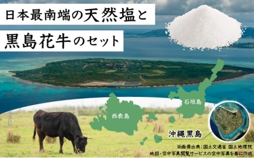 黒島花牛おまかせCセット（煮込み用/ミンチ/スジ）＋沖縄黒島の塩【牛肉 牛 塩 沖縄】 Cセット