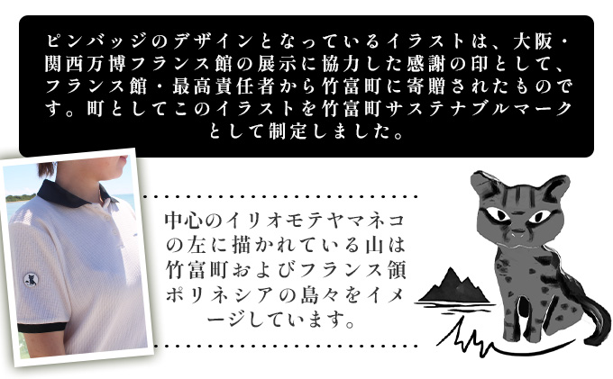 竹富町公式サステナブルマークピンバッジ【白】（マグネットタイプ）｜大阪・関西万博フランス館イリオモテヤマネコ像[072-a001]