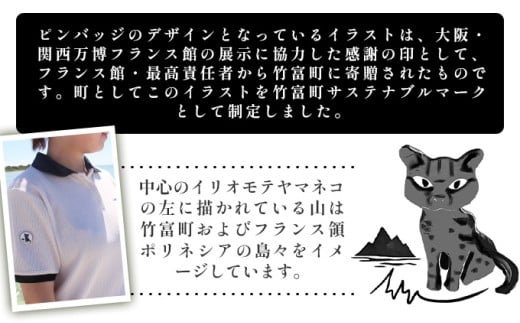 竹富町公式サステナブルマークピンバッジ【ブルー】（マグネットタイプ）｜大阪・関西万博フランス館イリオモテヤマネコ像 ブルー