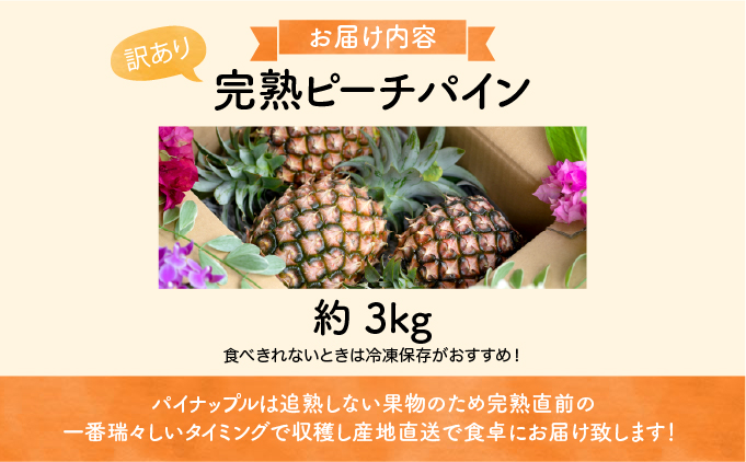 【訳あり】☆新感覚の味わい☆桃のような芳醇な香りのする　『西表島産完熟ピーチパイン』 約3kg [025-a005_2026]