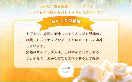 穫れたて新鮮冷凍！西表島の完熟ピーチパイン 4.8kg(400g×12袋) 嘉本商店 完熟 果物 フルーツ 約4.8kg(400g×12袋)　