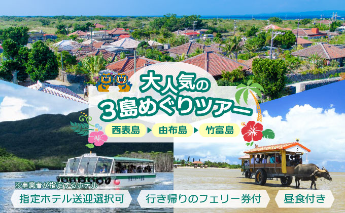 大人気の3島めぐりツアー 西表島・由布島・竹富島を満喫する日帰りツアー マングローブ遊覧＋水牛車＋選べる竹富島での過ごし方＜1日／昼食付＞【 旅行 体験チケット観光 大自然 体験ツアー 観光 沖縄 アクティビティ 】071-a002