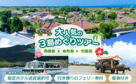 大人気の3島めぐりツアー 西表島・由布島・竹富島を満喫する日帰りツアー マングローブ遊覧＋水牛車＋選べる竹富島での過ごし方＜1日／昼食付＞【 旅行 体験チケット観光 大自然 体験ツアー 観光 沖縄 アクティビティ 】