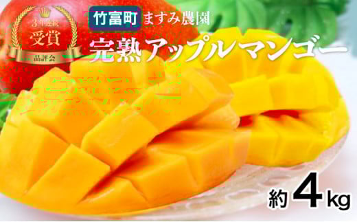 2026年 先行予約 アップルマンゴー 約4kg (8～12玉) 完熟 マンゴー ますみ農園 果物 フルーツ 約4kg（8～12玉）