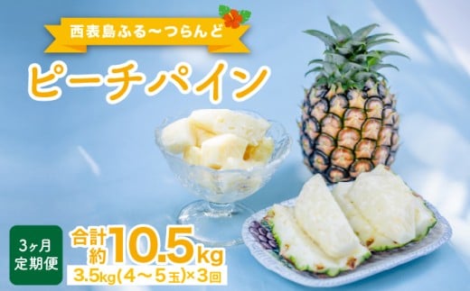 定期便 3ヶ月 2026年 先行予約 ピーチパイン 約3.5kg(4～5玉)×3回 ピーチパイン好きにおすすめ♪ ☆西表島ふる～つらんど☆ パイン 果物 フルーツ 約3.5kg(4～5玉)×3回