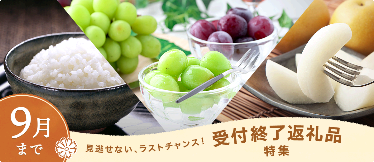 9月まで 見逃せない、ラストチャンス！受付終了返礼品特集
